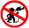 Panneau d�interdiction de nourrir les trolls